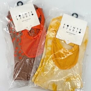 Pointe Studio Grip Collection Toeless Socks 2pk Tie Dye Polka Dot Pilates S/M